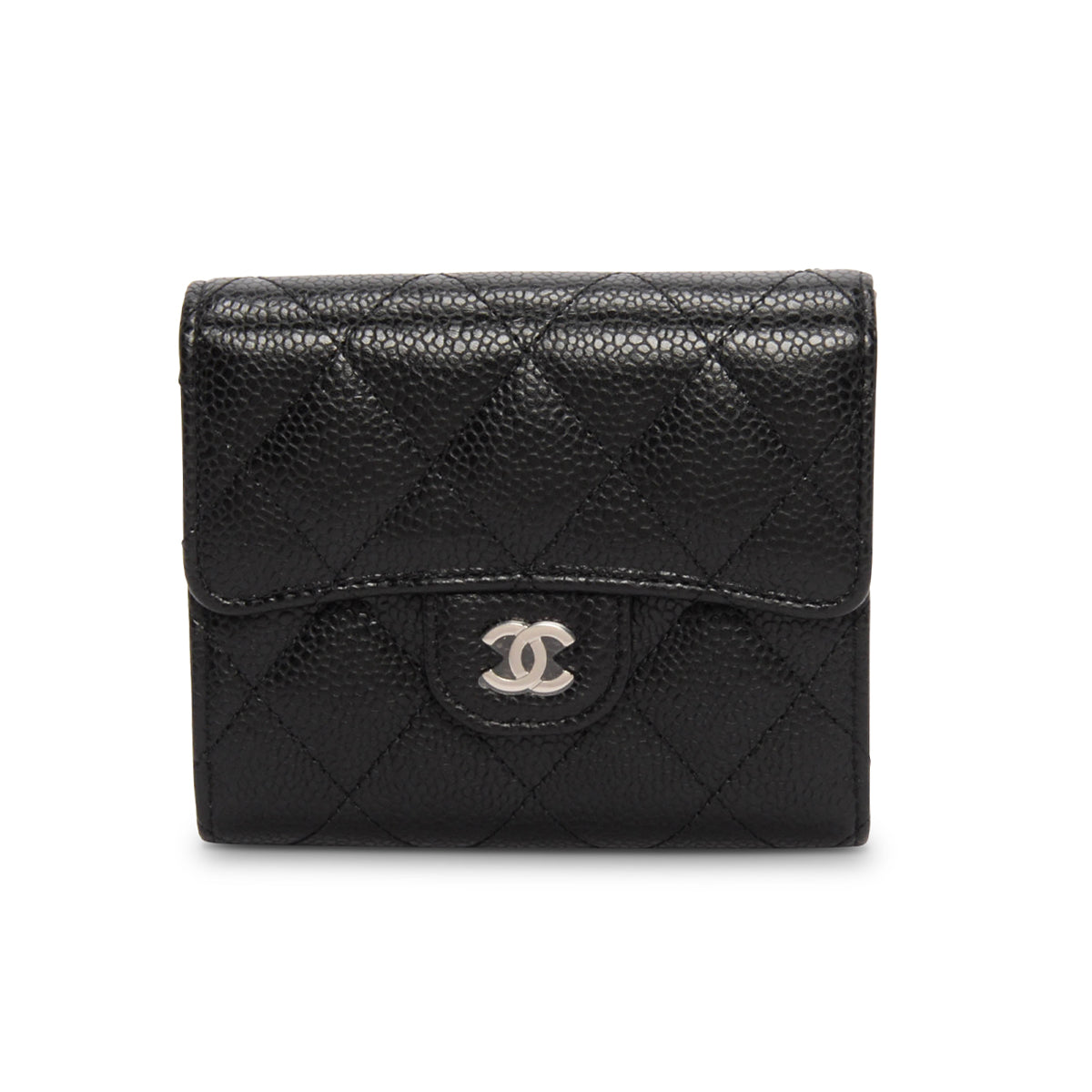 Chanel Black Quilted Caviar Small Classic Flap Wallet