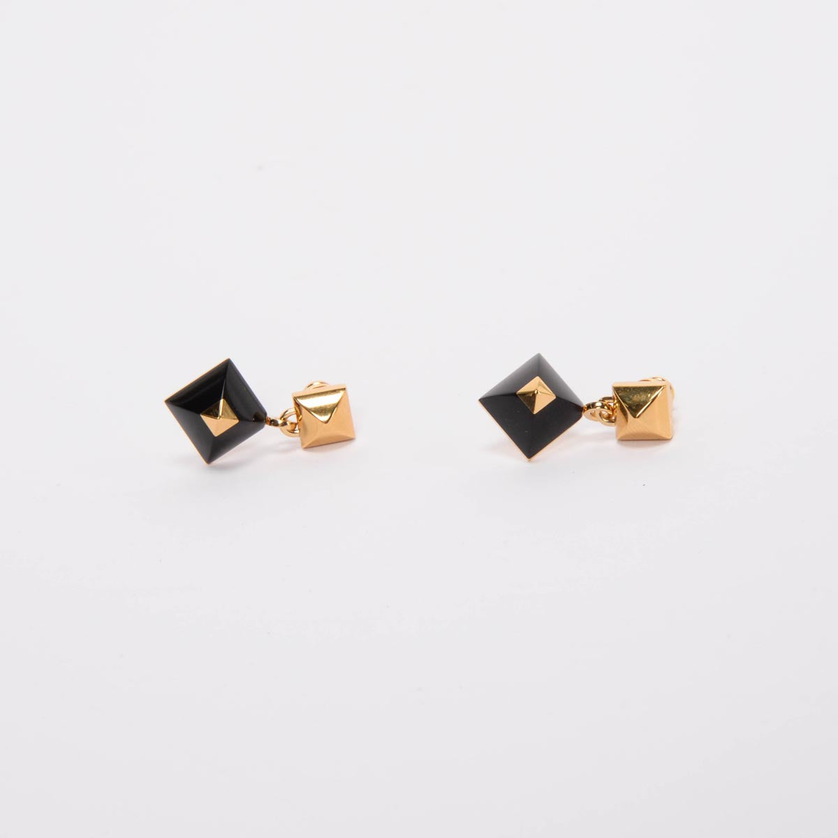 Hermes Black & Gold Medor Folk Earrings