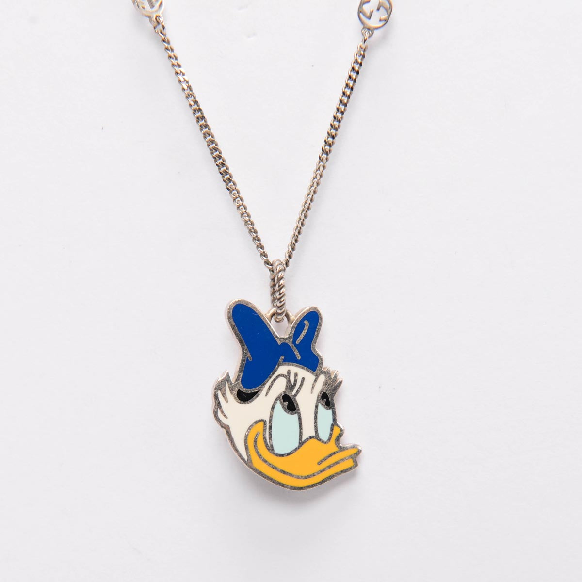 Gucci Sterling Silver Daisy Duck Pendant Necklace