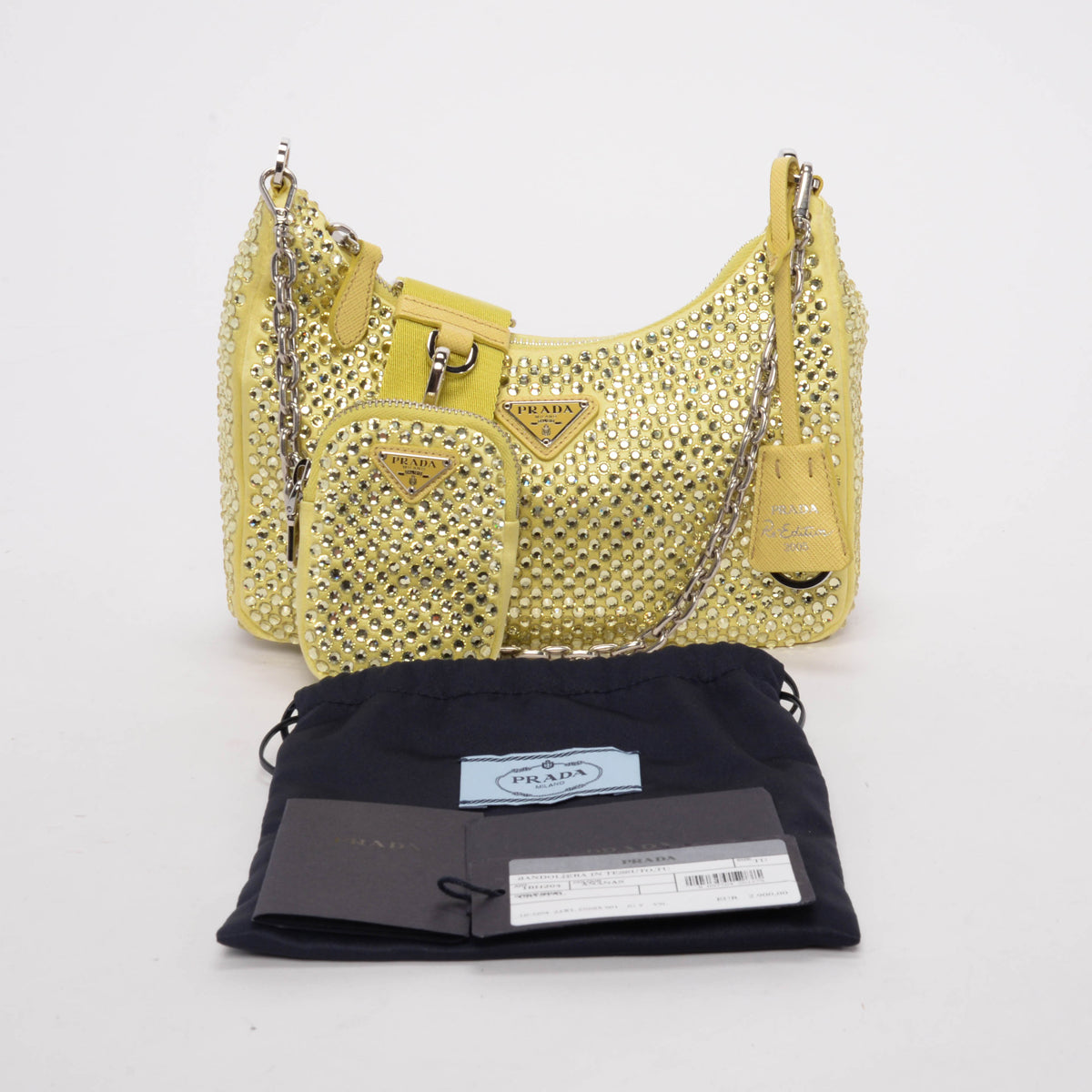 Prada Banana Satin & Crystal Re-Edition 2005 Bag