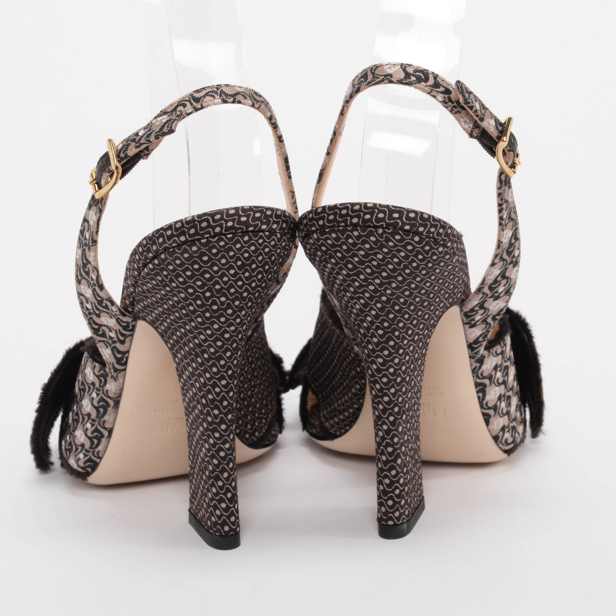 Fendi Brown Jacquard FFreedom Bow Sandals 41