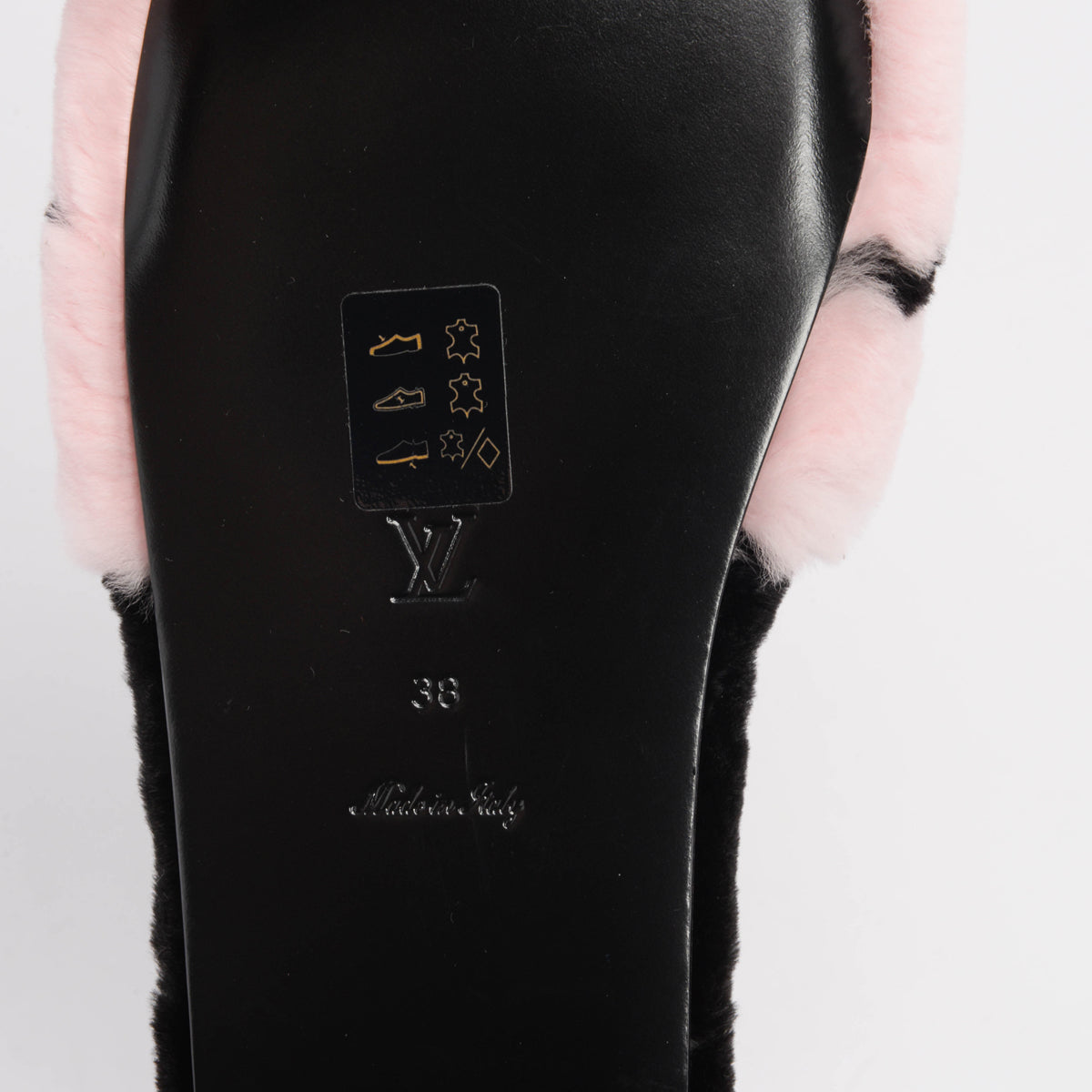 Louis Vuitton Pink & Black Mink Fay Slides 38