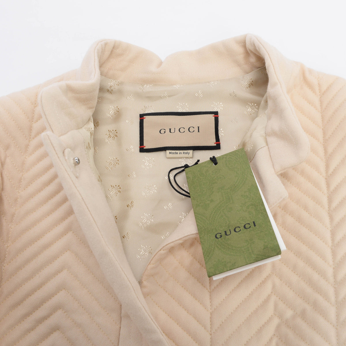 Gucci Ecru Quilted Wool Crop Sleeve Jacket IT42