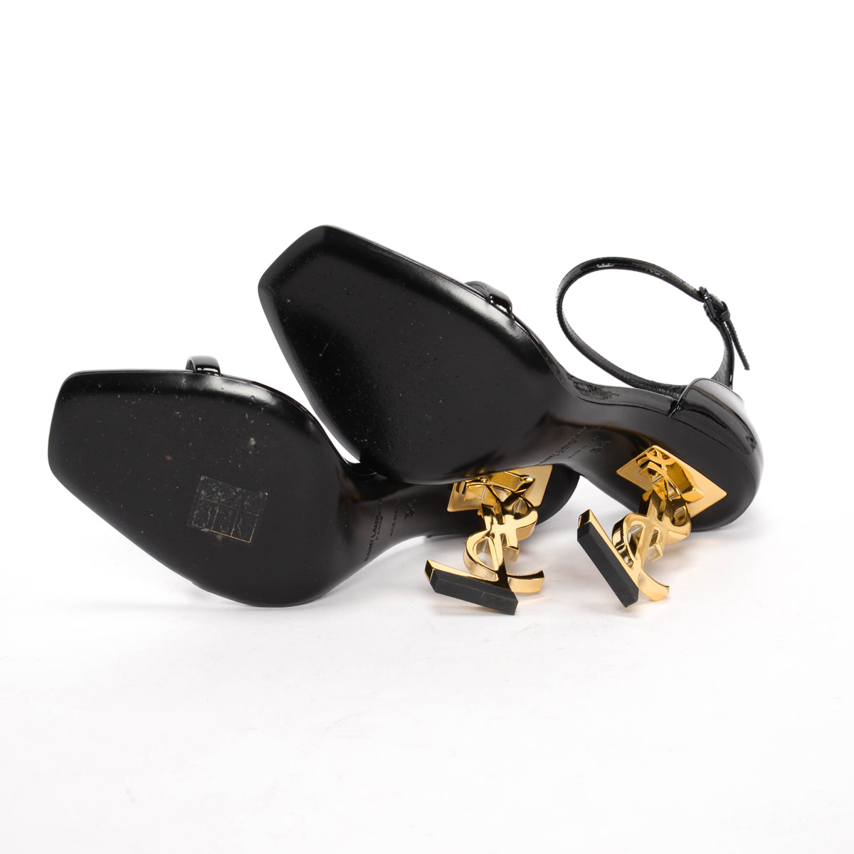 Saint Laurent Black Patent Opyum Sandals 36