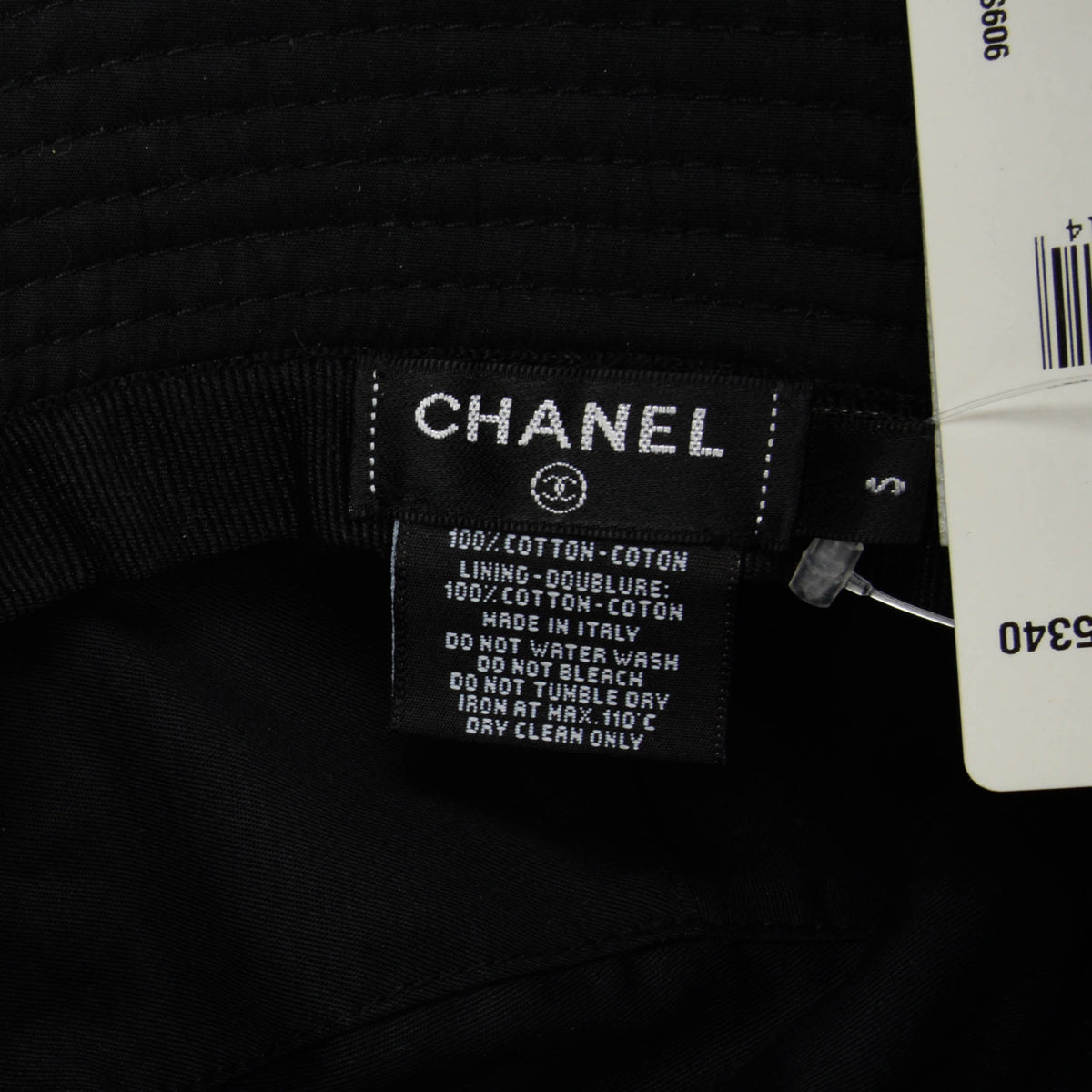 Chanel Black Cotton CC Bucket Hat