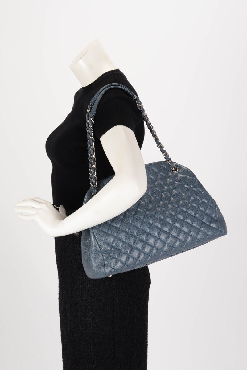 Chanel Blue Quilted Caviar Just Mademoiselle Bowling Bag