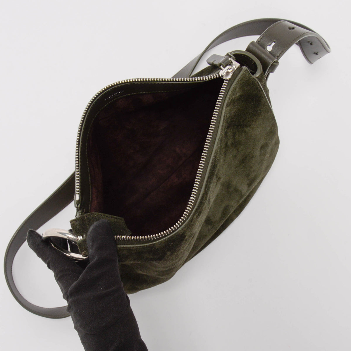 Burberry Dark Green Suede Small Knight Shoulder Bag