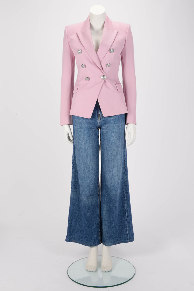 Balmain Pink Wool Double Breasted Blazer FR 34