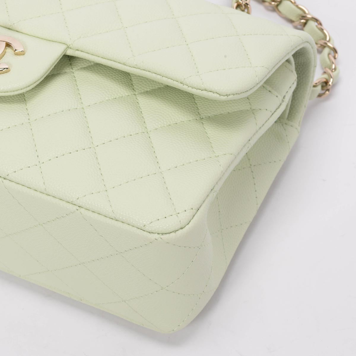 Chanel Mint Green Caviar Small Classic Double Flap Bag