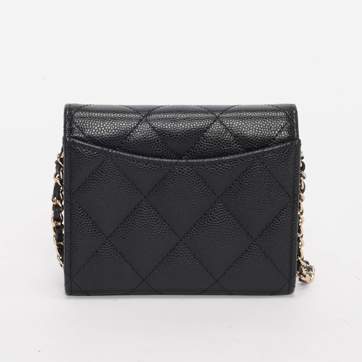 Chanel Black Caviar Classic CC Card Holder on Chain