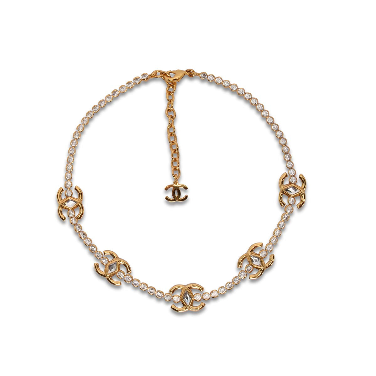 Chanel Gold Crystal CC Marquise Choker