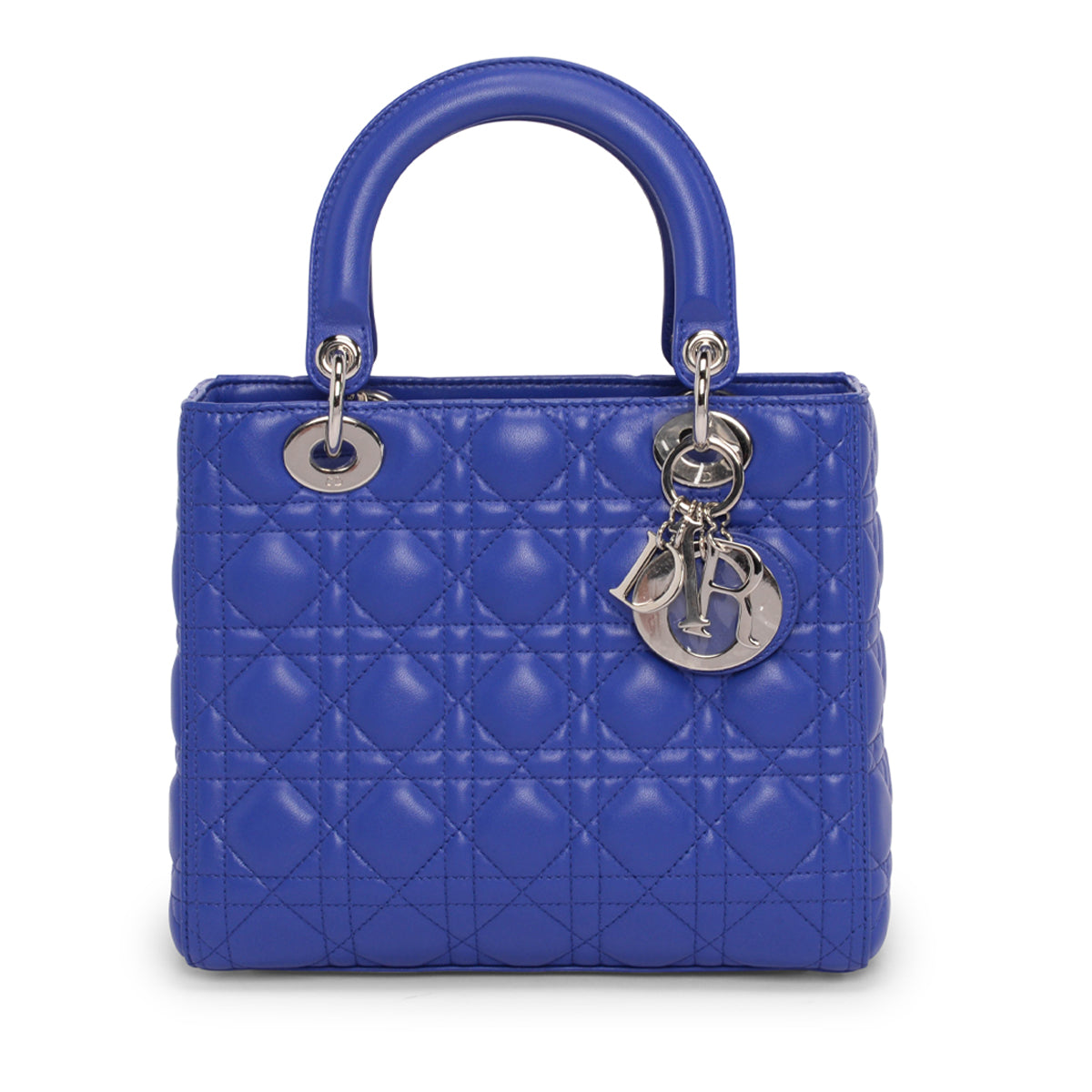 Dior Bright Blue Lambskin Cannage Medium Lady Dior