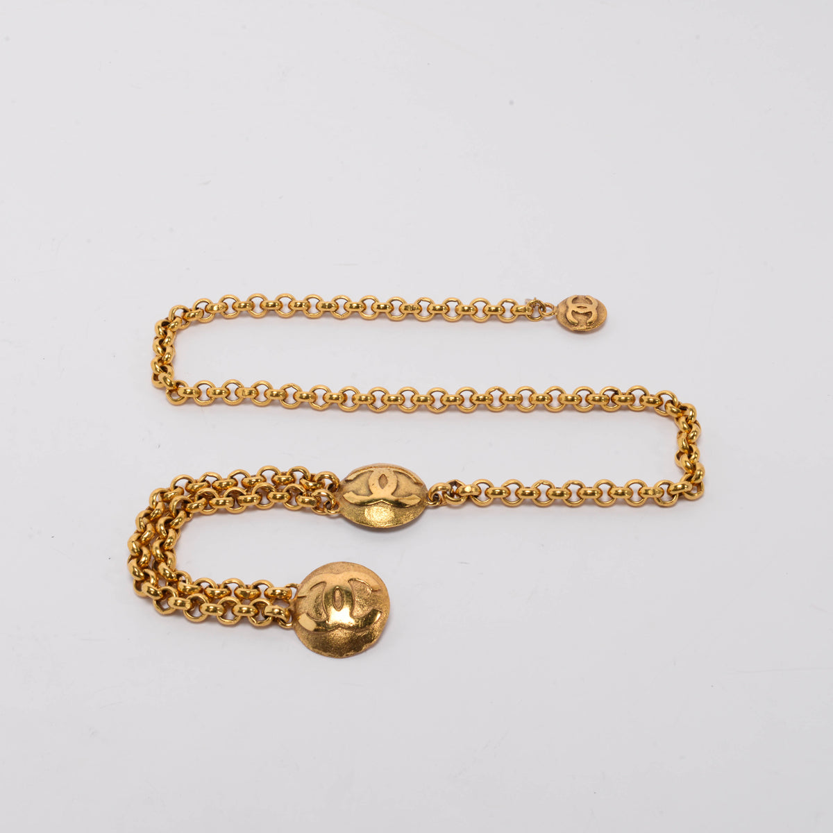 Chanel Vintage 24k Gold CC Medallion Layered Chain Belt