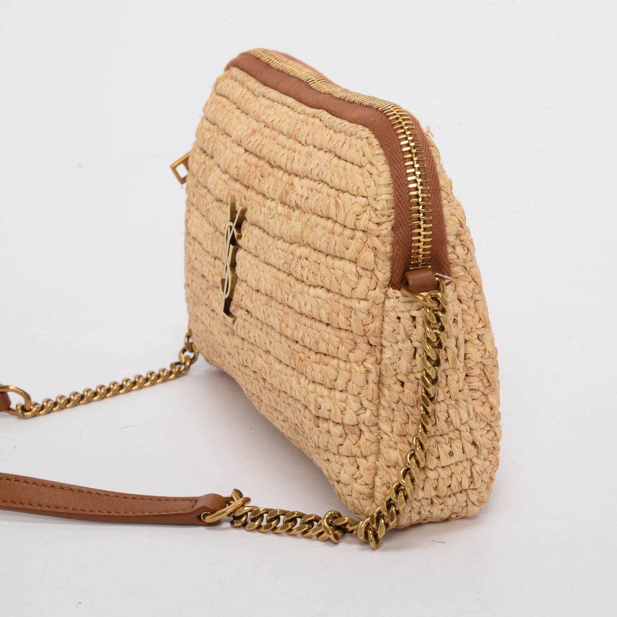 Saint Laurent Natural Raffia Gaby Crossbody Bag