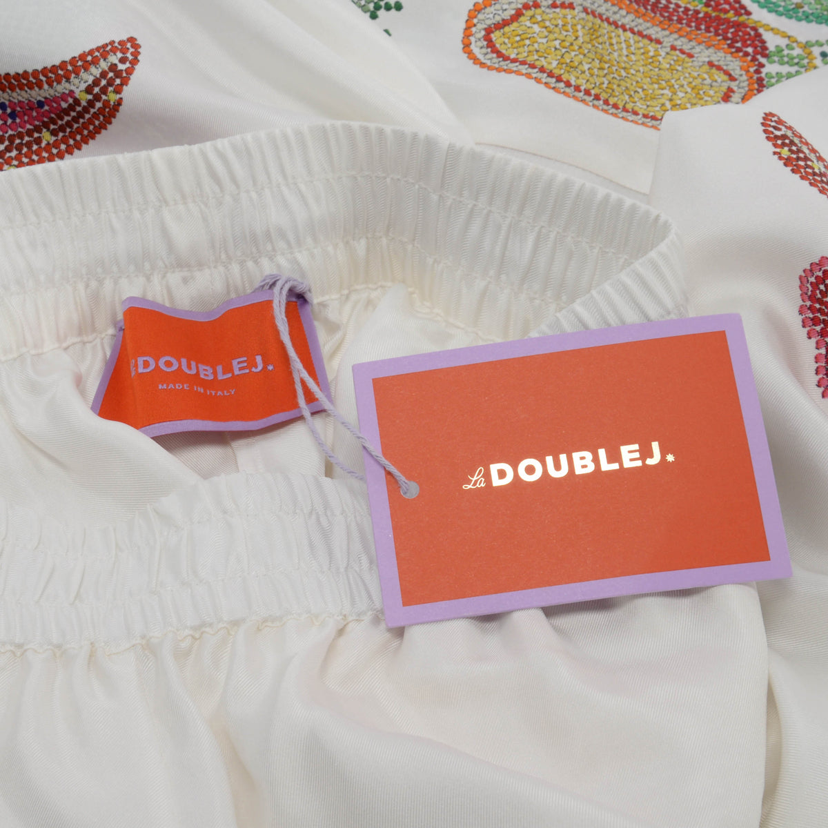 La DoubleJ White & Multicolour Silk Grenadilla Print Palazzo Pants S