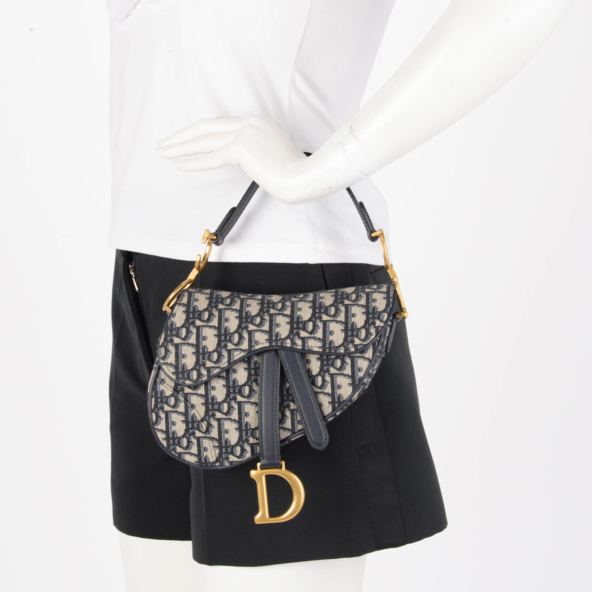 Dior Blue Oblique Canvas Mini Saddle Bag & Wide Strap