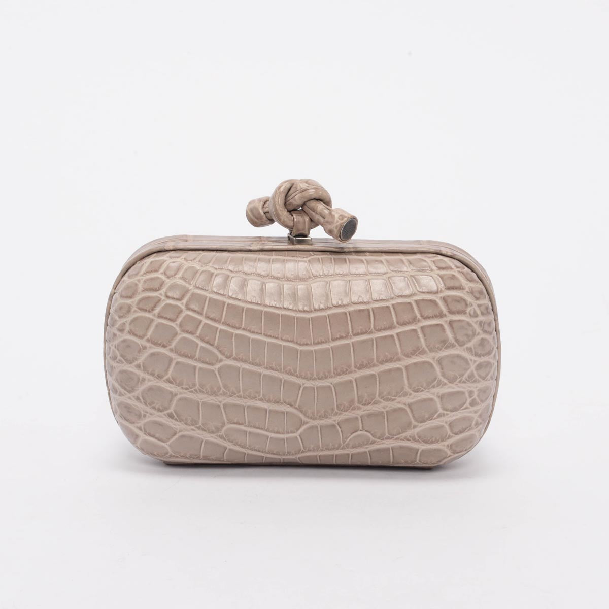 Bottega Veneta Stone Crocodile Knot Clutch