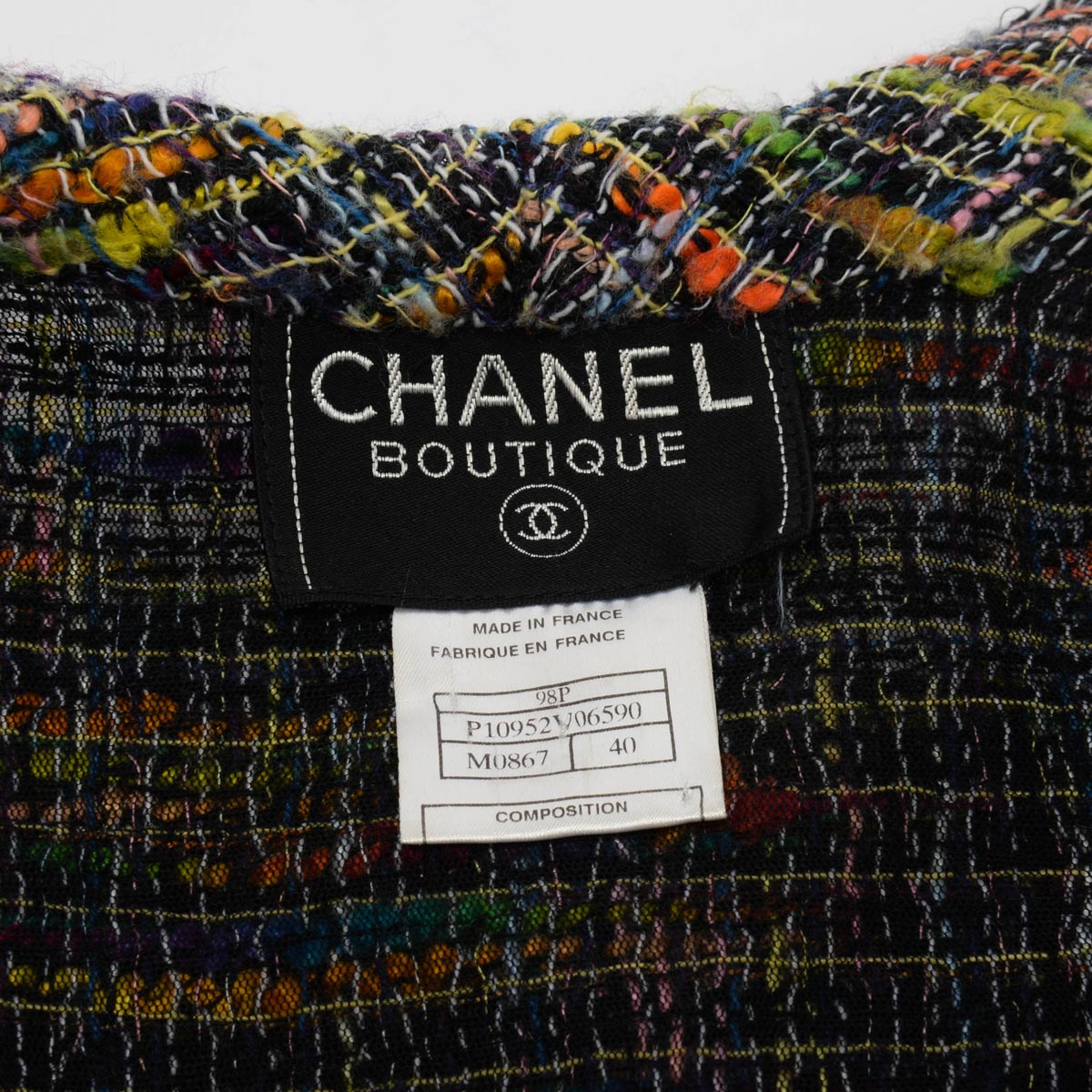 Chanel Multi Colour Fantasy Tweed CC Button Jacket FR 40