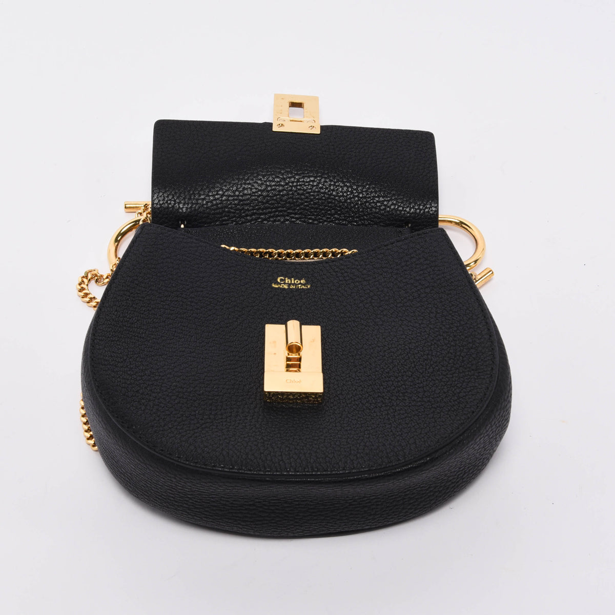 Chloe Black Grained Lambskin Small Drew Shoulder Bag