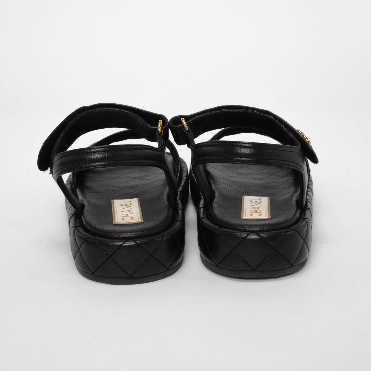 Chanel Black Quilted Lambskin CC Platform Sandals 41