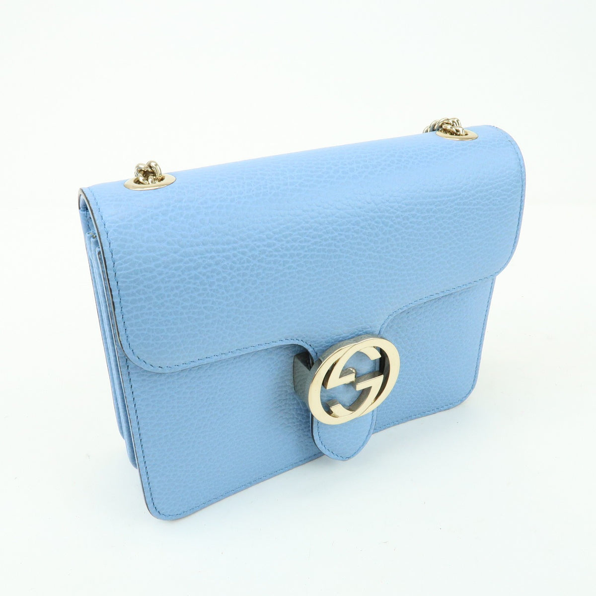 Gucci Light Blue Calfskin Interlocking G Shoulder Bag