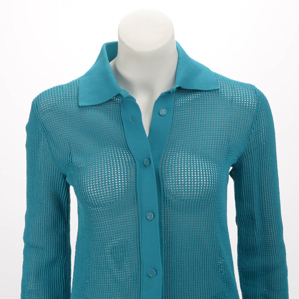 Bottega Veneta Blue Mesh Knit Cardigan M