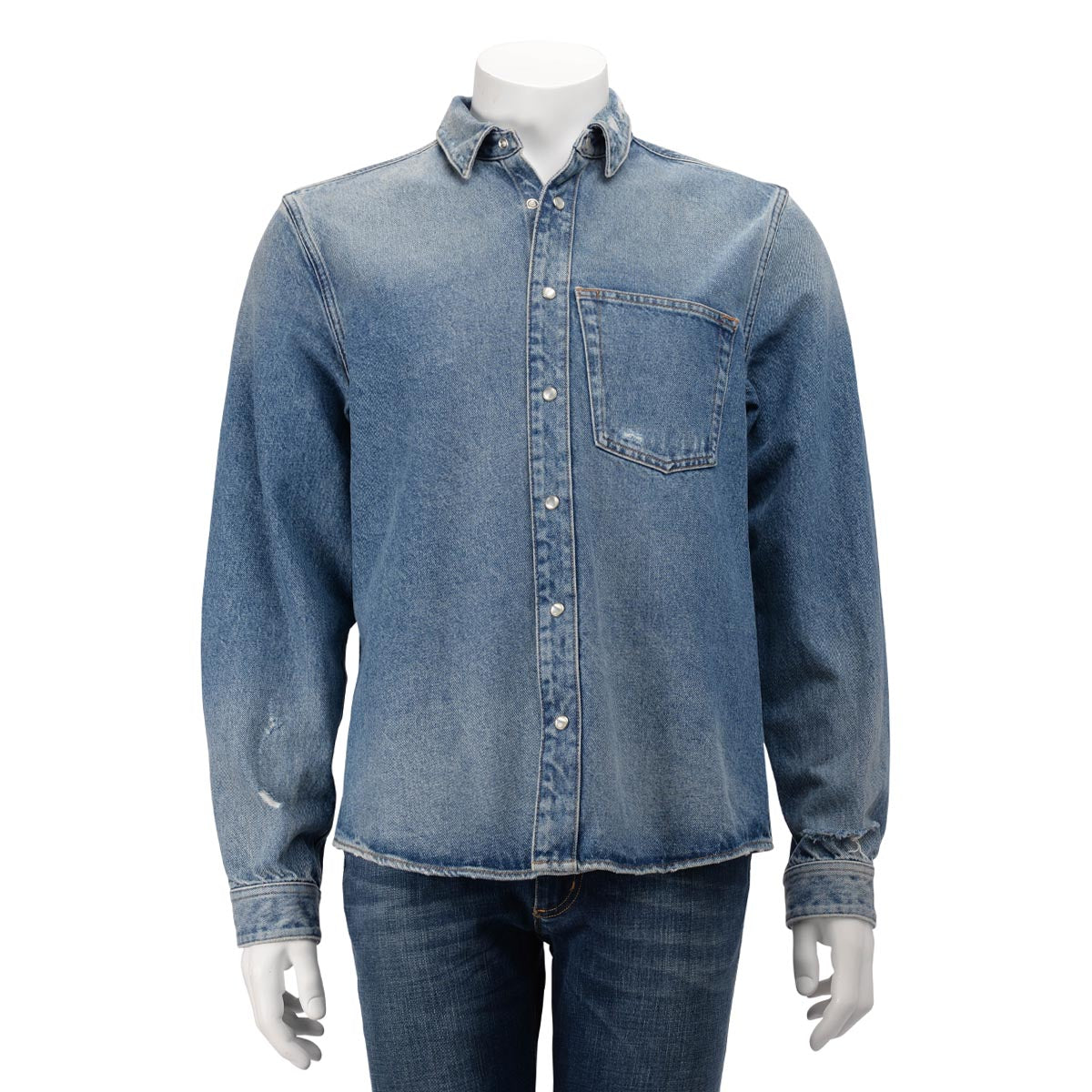 Balenciaga Denim Rose Embroidered Shirt 42