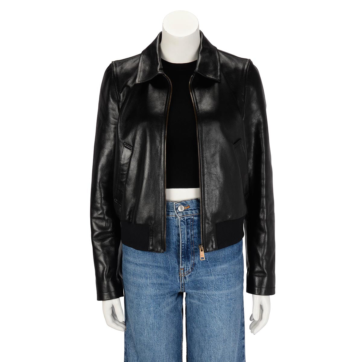 Prada Black Lambskin Bomber Jacket IT 44