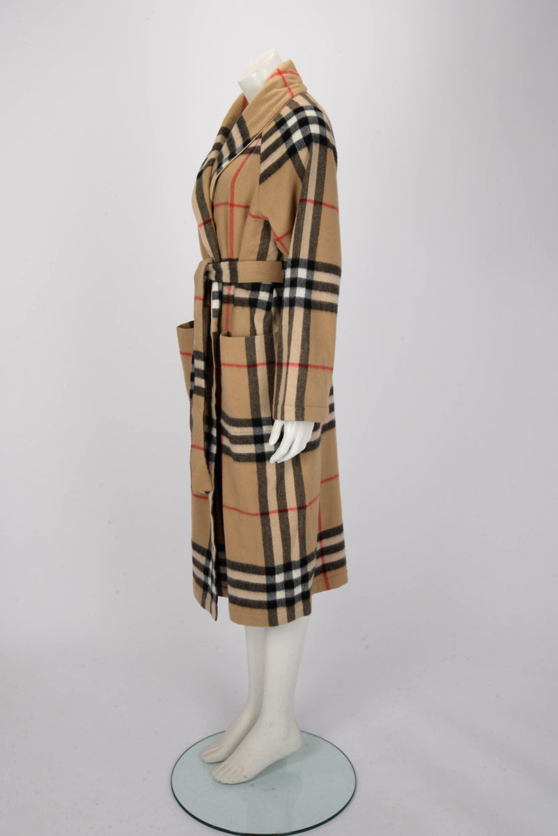 Burberry Beige Cashmere Nova Check Bathrobe.