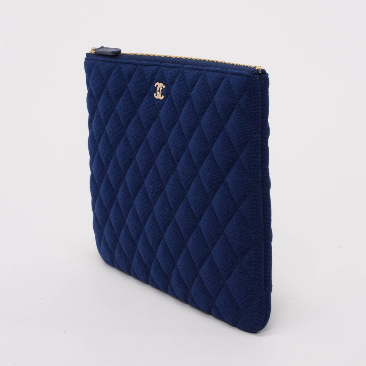 Chanel Cobalt Quilted Jersey Medium O-Case