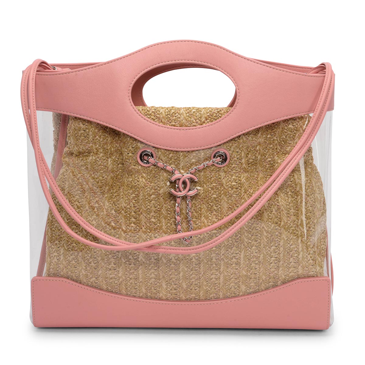 Chanel Pink PVC & Raffia Large 31 Shopping Tote