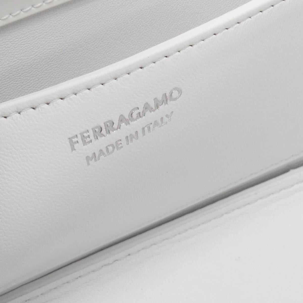 Ferragamo Optic White Hi-Shine Wanda East West Bag