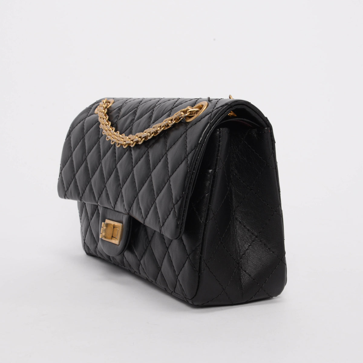 Chanel Black Distressed Calfskin 2.55 Reissue 225 Bag