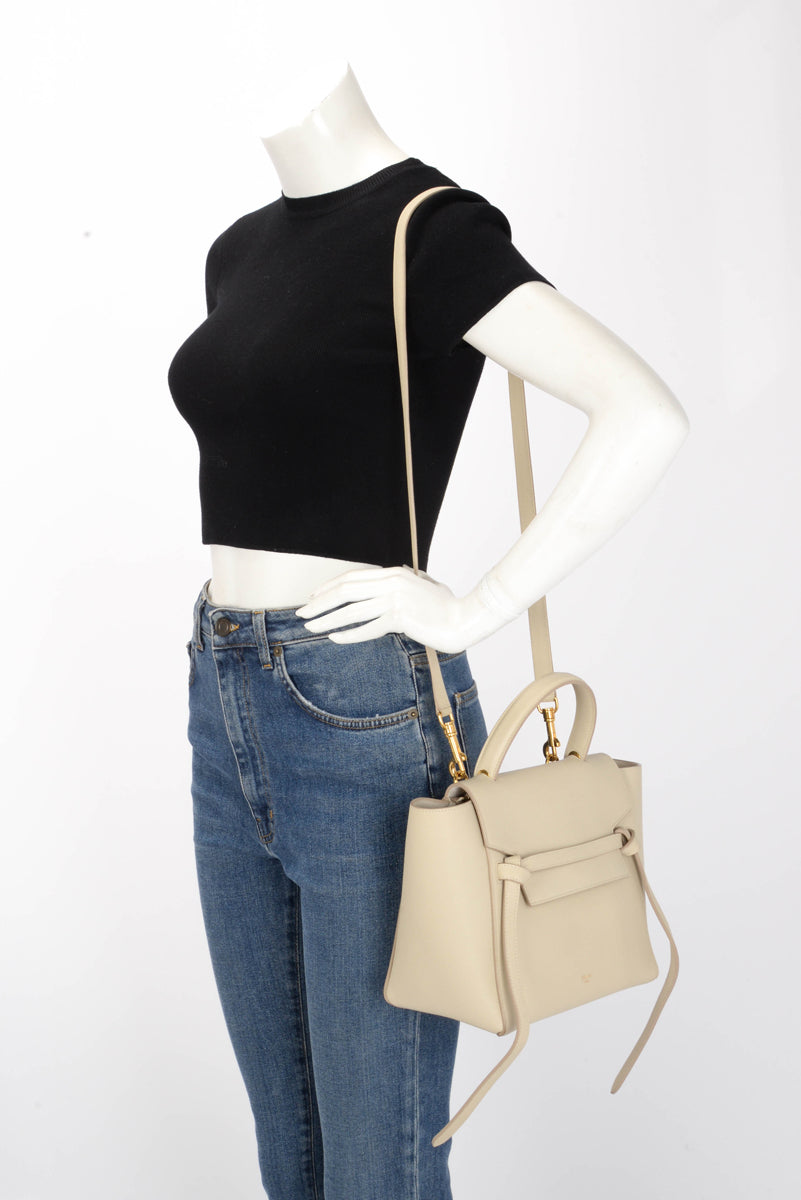 Celine Light Beige Grained Calfskin Micro Belt Bag