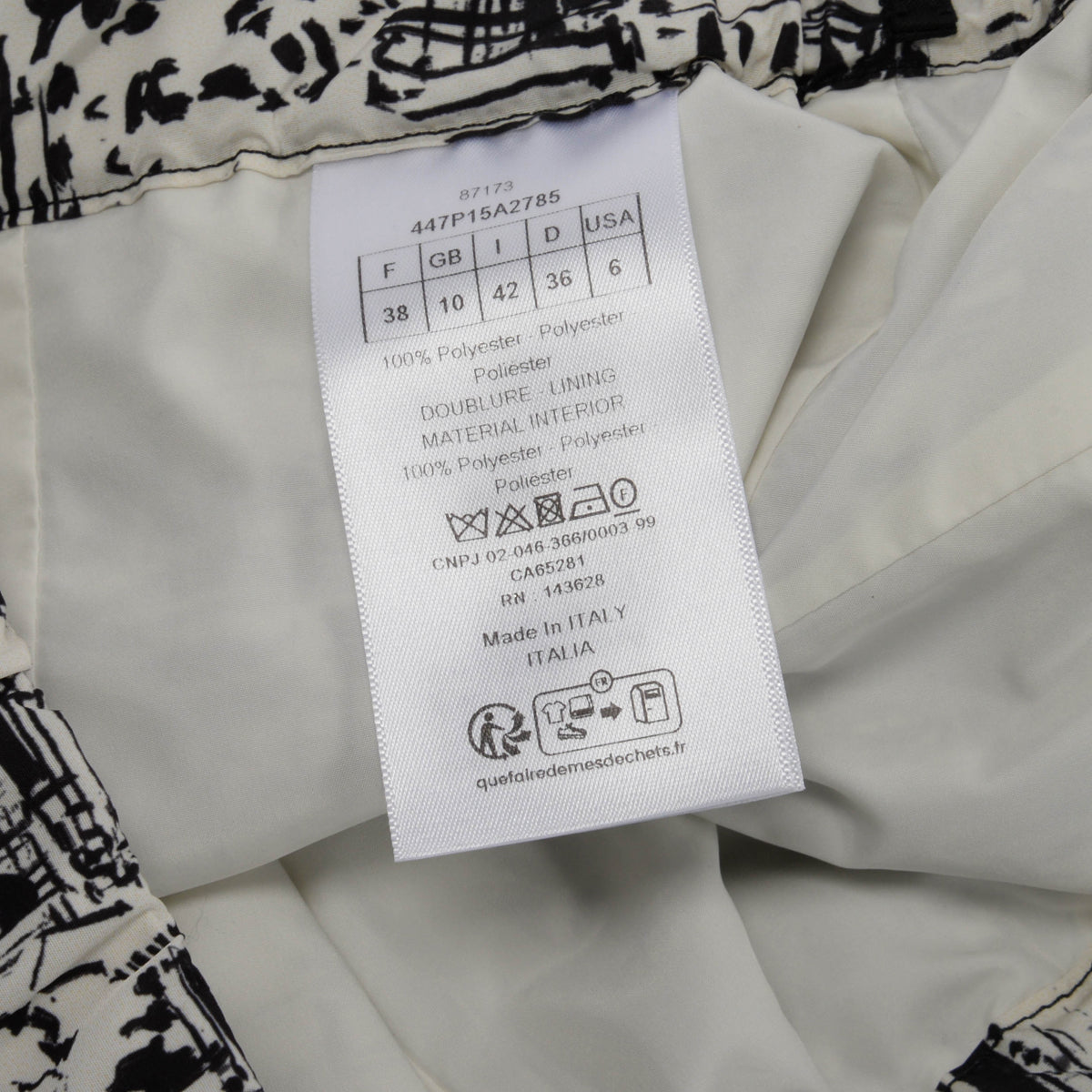 Dior Black & White Nylon Graphic Print Skort FR 38