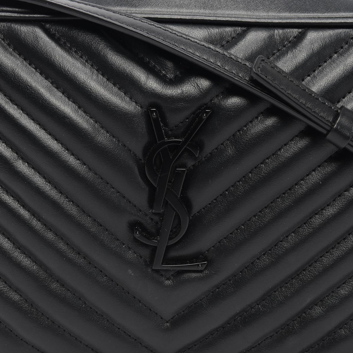 Saint Laurent Black Chevron Calfskin Lou Camera Bag