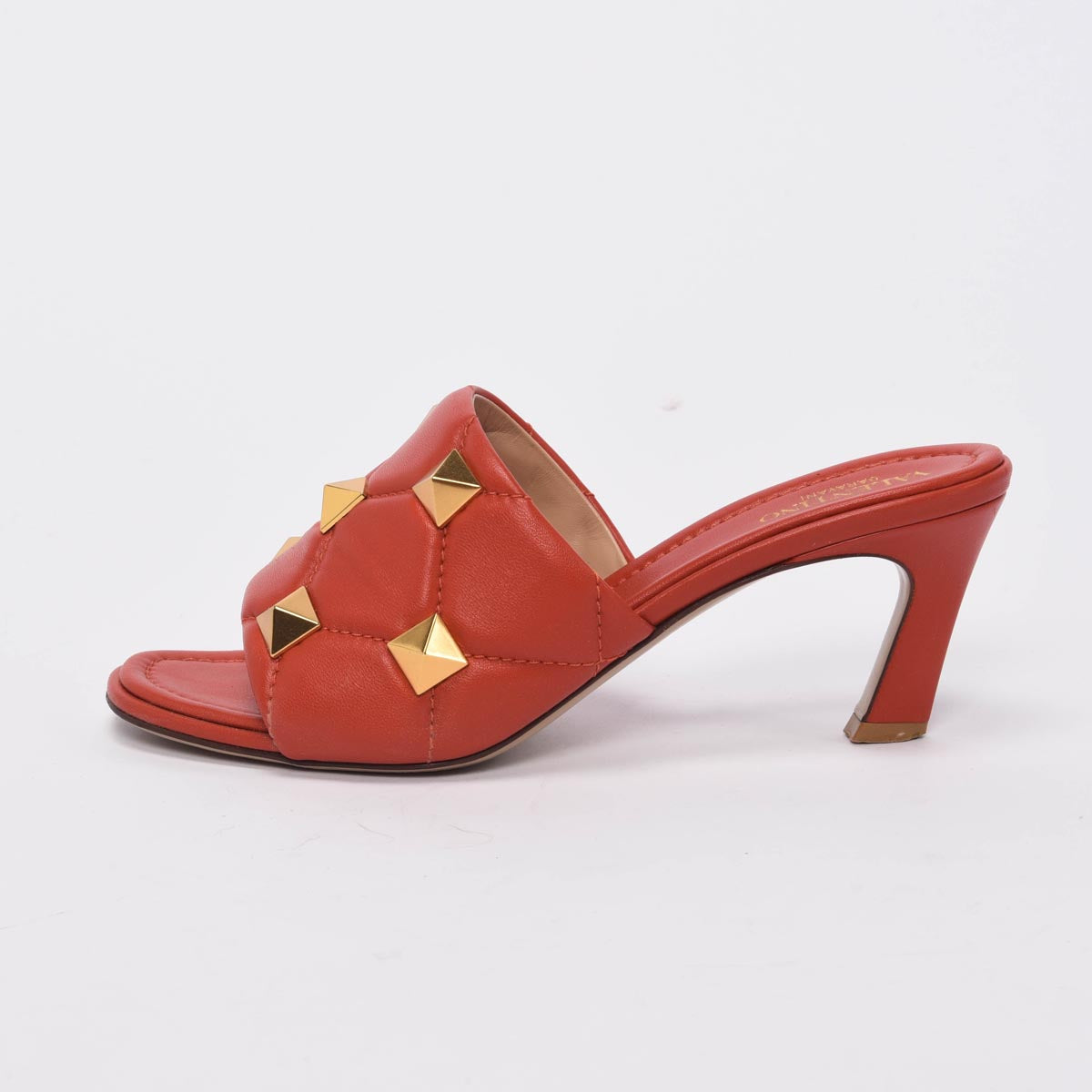 Valentino Amber Calfskin Roman Stud Mules 38