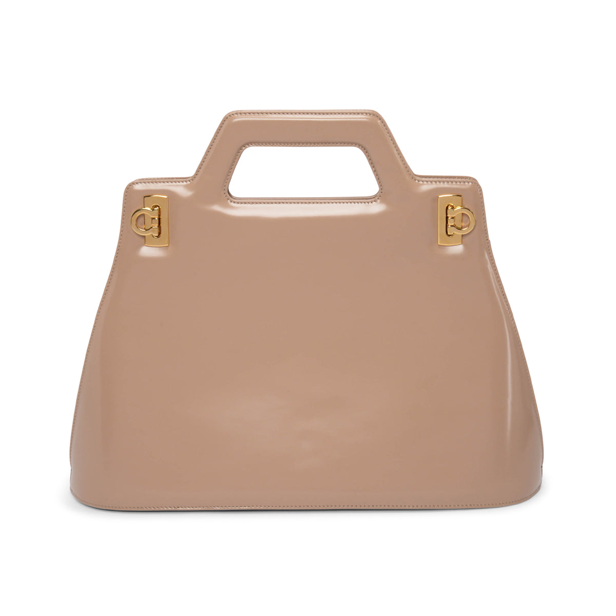 Ferragamo Beige Hi-Shine Wanda Top Handle Bag