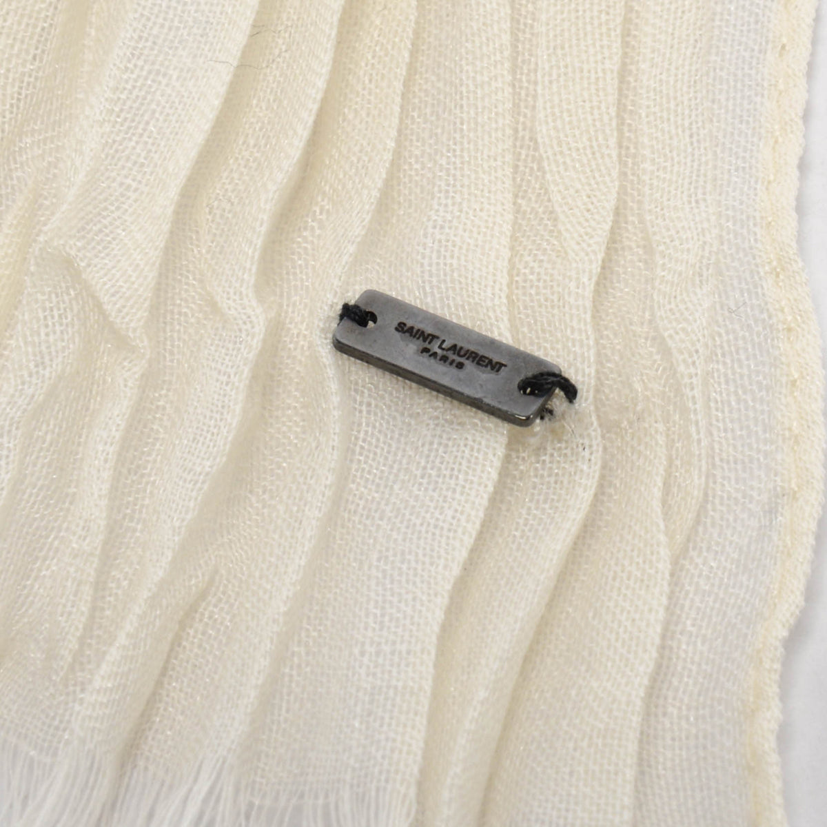 Saint Laurent Cream Plisse Neck Scarf