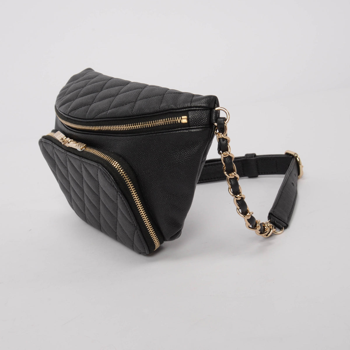 Chanel Black Quilted Caviar Business Affinity Waist Belt Bag