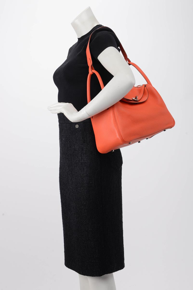 Hermes Orange Poppy Clemence Lindy 30