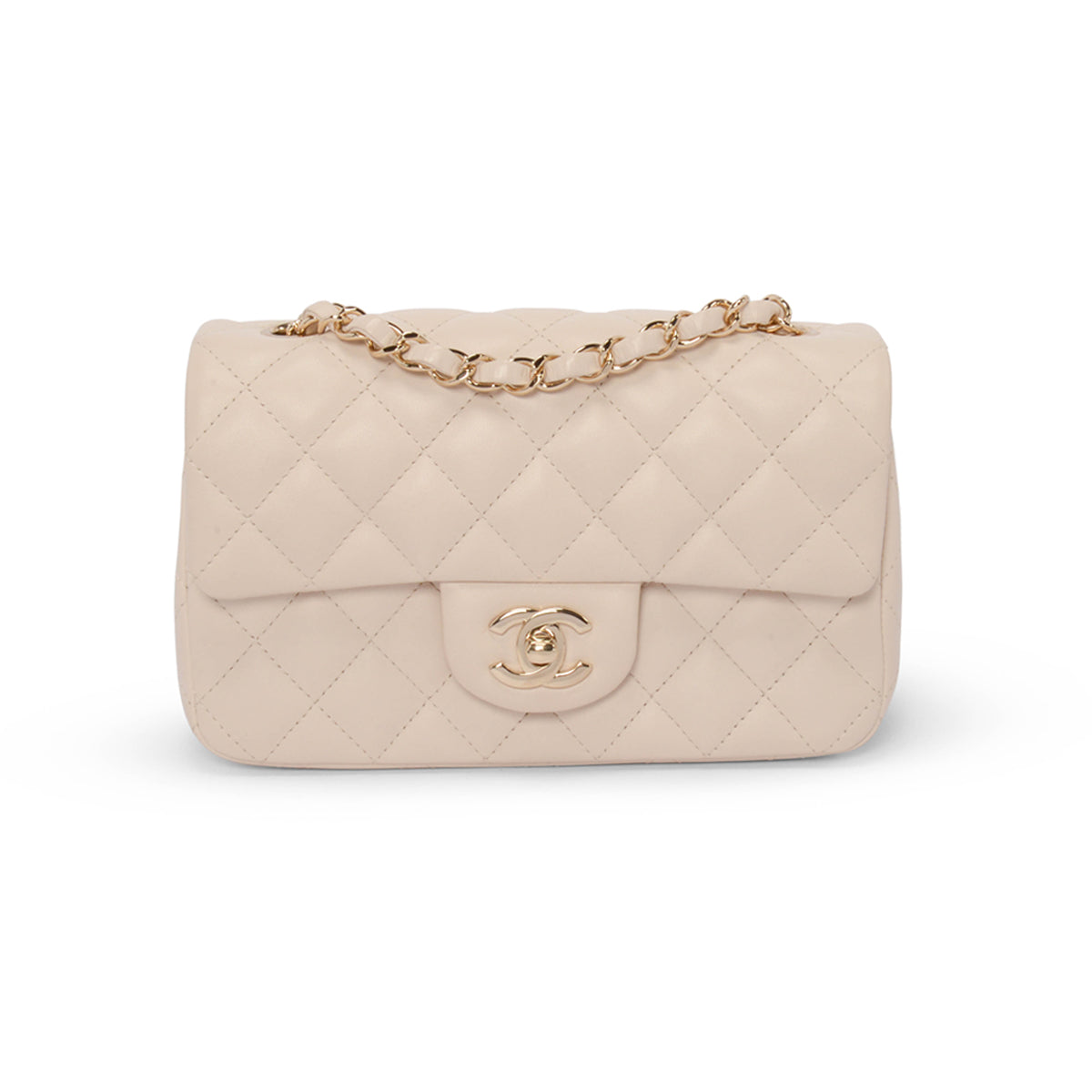 Chanel Ivory Lambskin Mini Rectangular Flap Bag