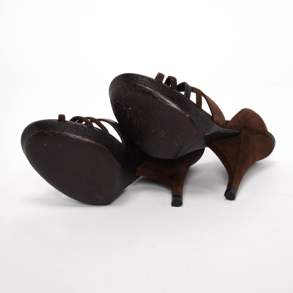 Yves Saint Laurent Dark Brown Suede Ideale 105 Sandals 36