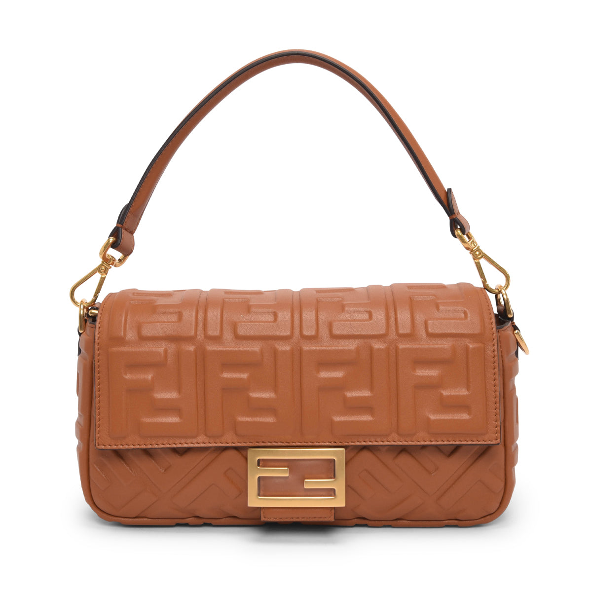 Fendi Brandy Nappa FF Embossed Baguette Bag