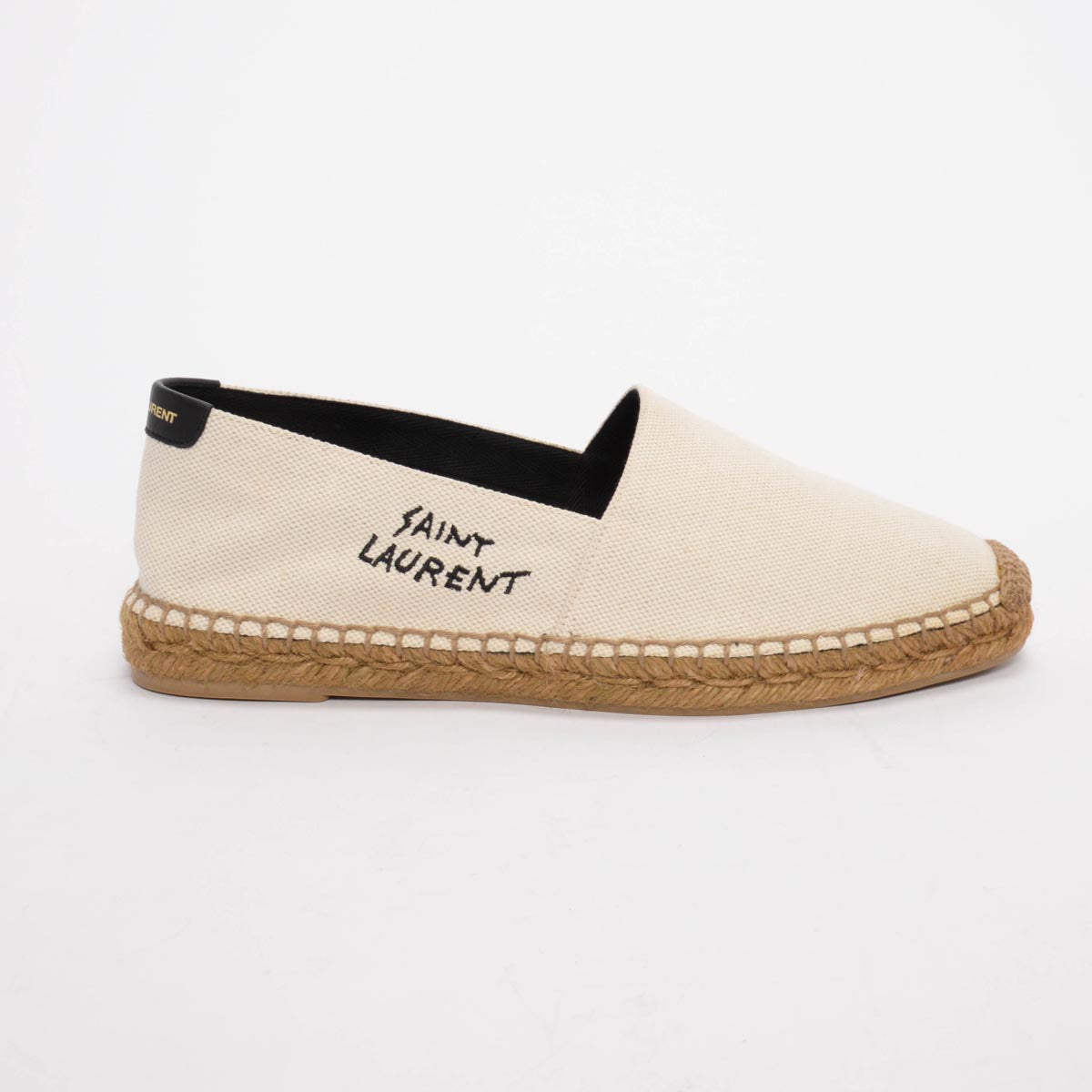 Saint Laurent Ecru Canvas Signature Logo Espadrilles 40