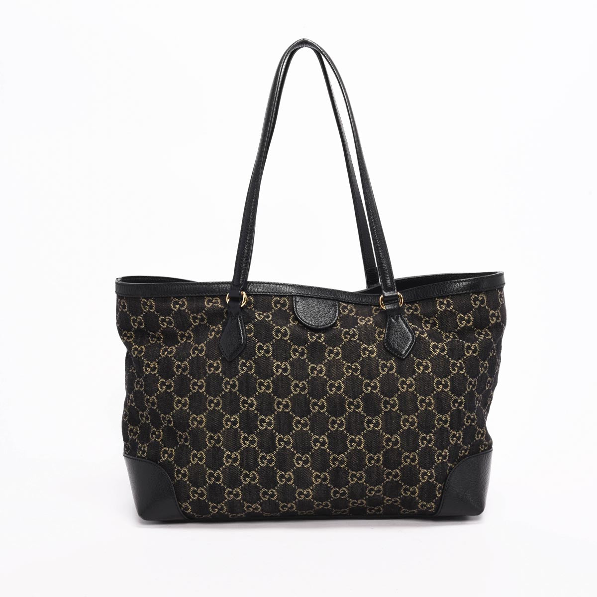 Gucci Black GG Denim Ophidia Tote