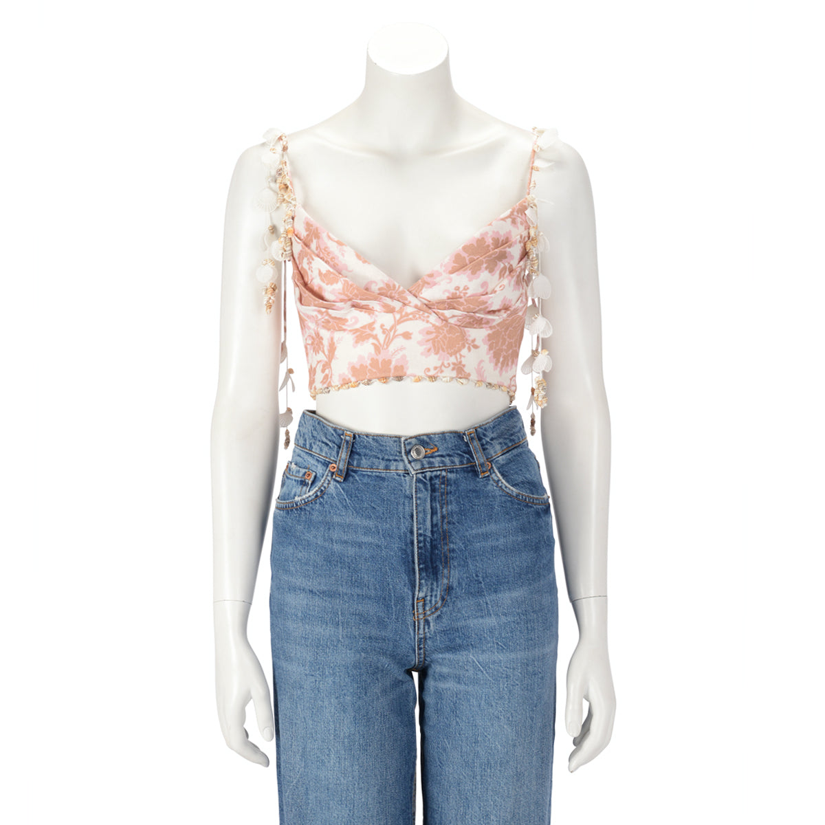 Zimmermann Tan Floral Linen Postcard Bustier Top 0