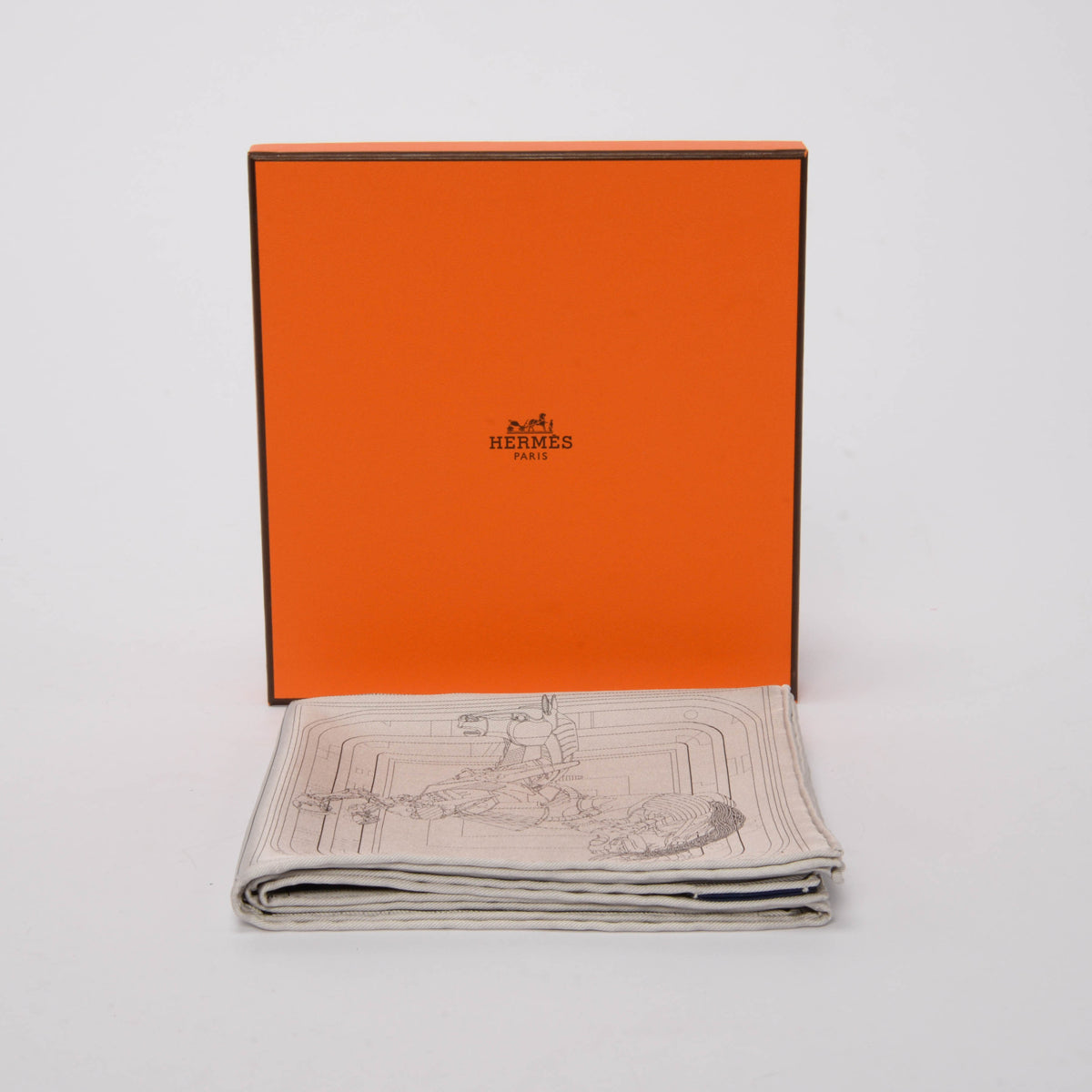 Hermes Grey Silk Etonnant Double Face Scarf 70
