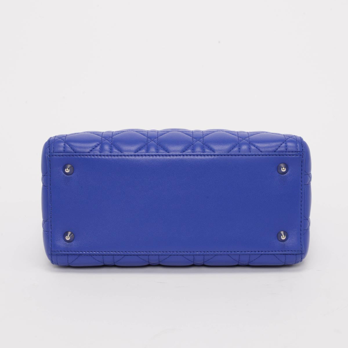 Dior Bright Blue Lambskin Cannage Medium Lady Dior