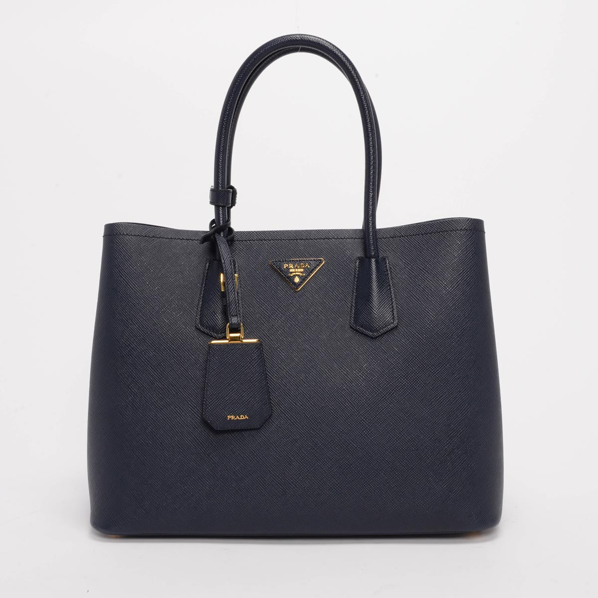 Prada Navy Saffiano Medium Double Bag